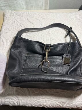 Dooney & Bourke Pebbled Leather Black Shoulder Bag with Signature Hardware